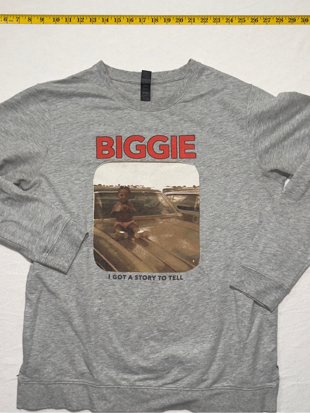 Anvil Gray 'BIGGIE' Graphic Crewneck Sweatshirt